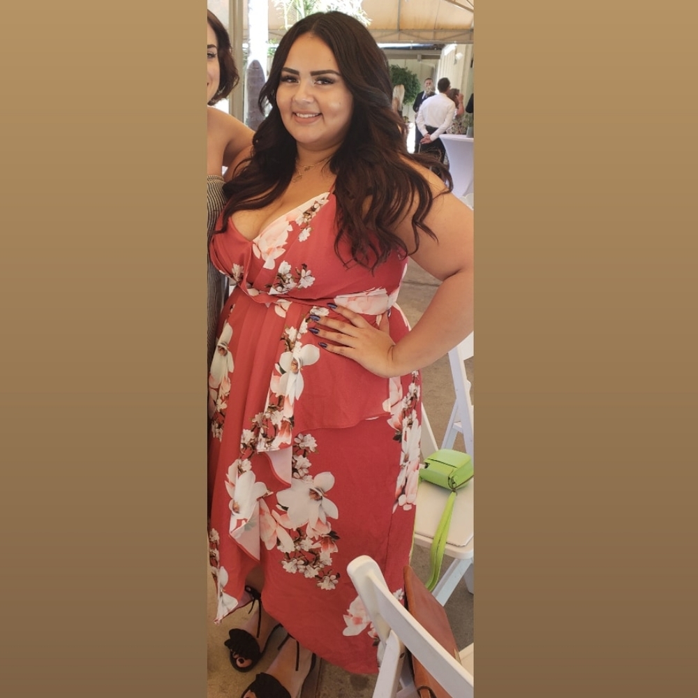 City Chic Rust Floral High-Low Dress